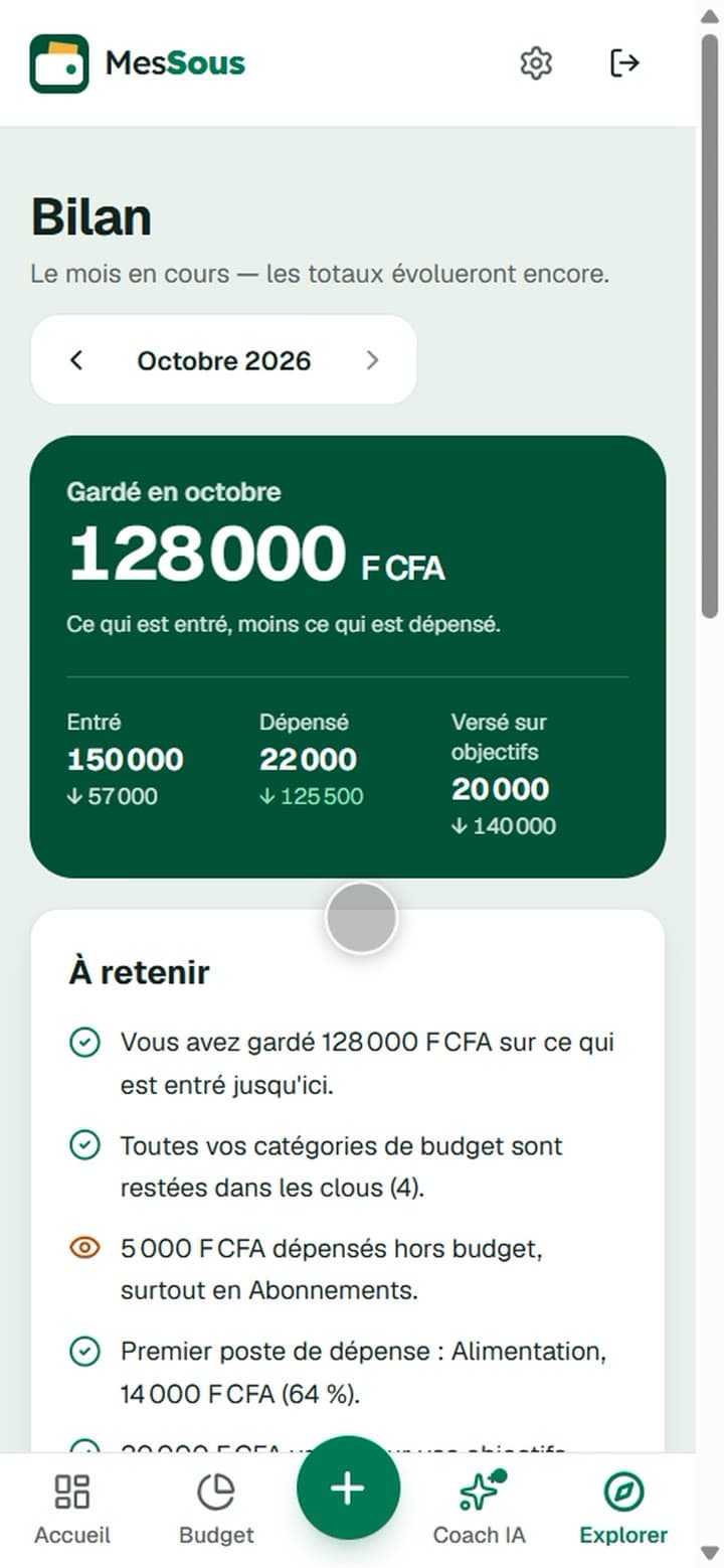 Bilan du mois sur mobile